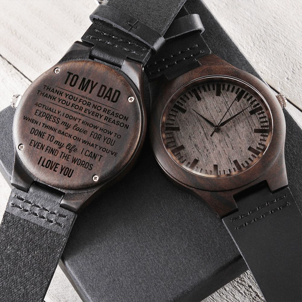 Father's Day Gift from Son - Engraved Wooden Watch