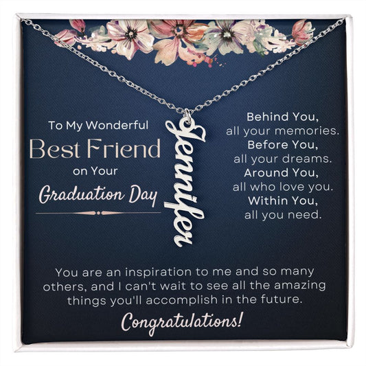 Best Friend Graduation Gift: Personalized Vertical Name Necklace