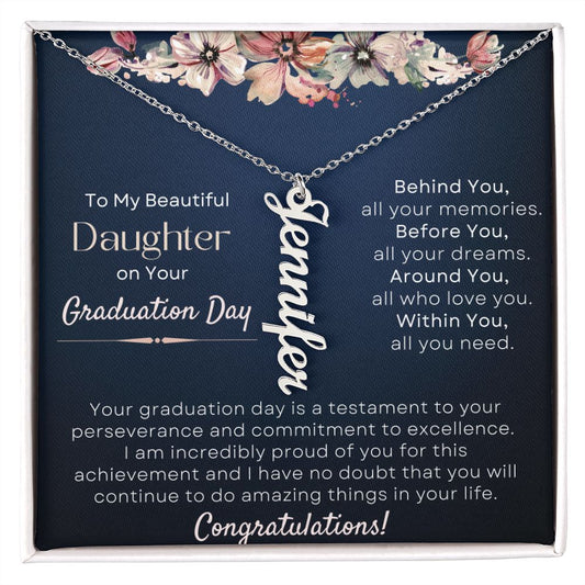 Daughter Graduation Gift: Personalized Vertical Name Necklace