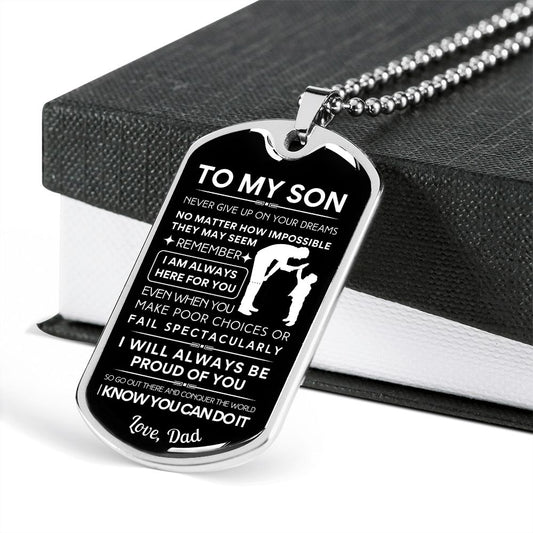 To My Son Gift from Dad Dog Tag Necklace