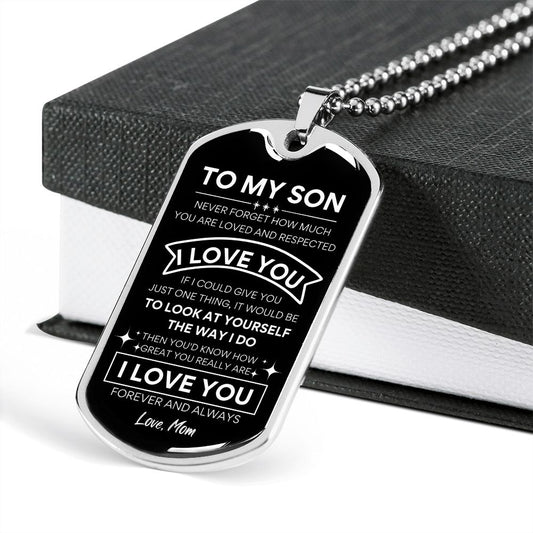 To Son to Dad Dog Tag Necklace - I love You
