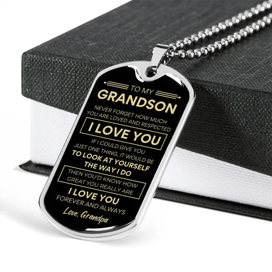 Grandson Dog Tag Gift from Grandpa- I Love You