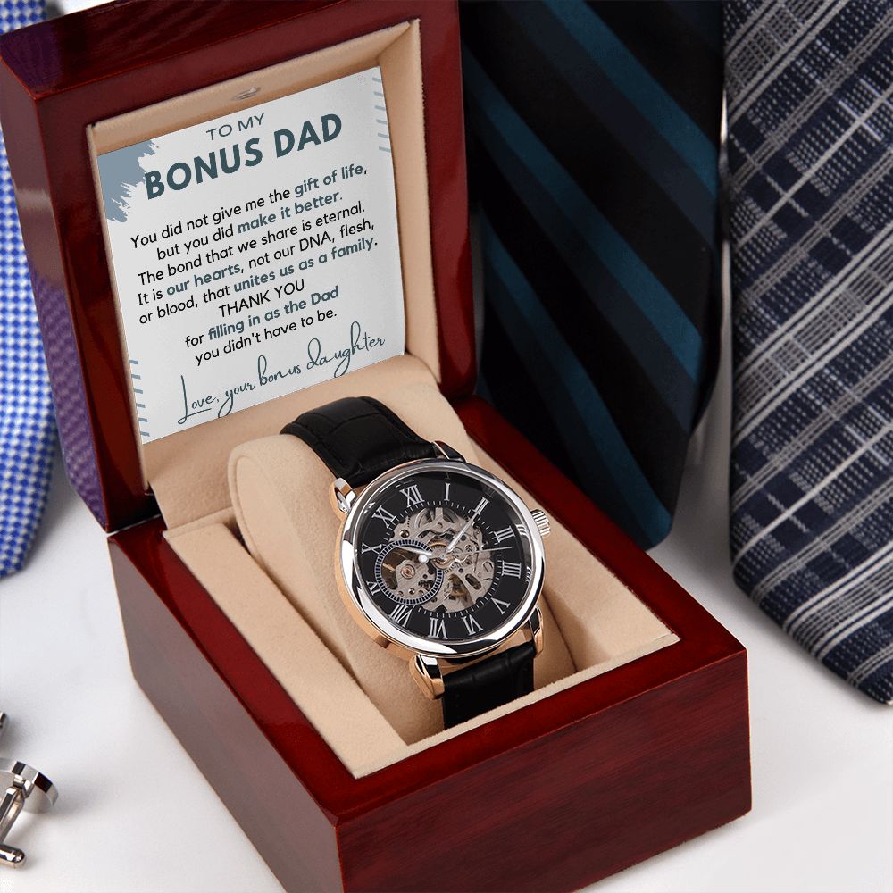 Bonus Dad Gifts from Daughter - Step Dad Christmas Gifts- Openwork Watch