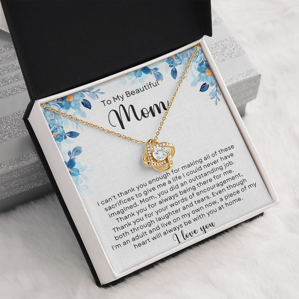 To My Beautiful Mom - Moms Day Gifts Love Knot Necklace