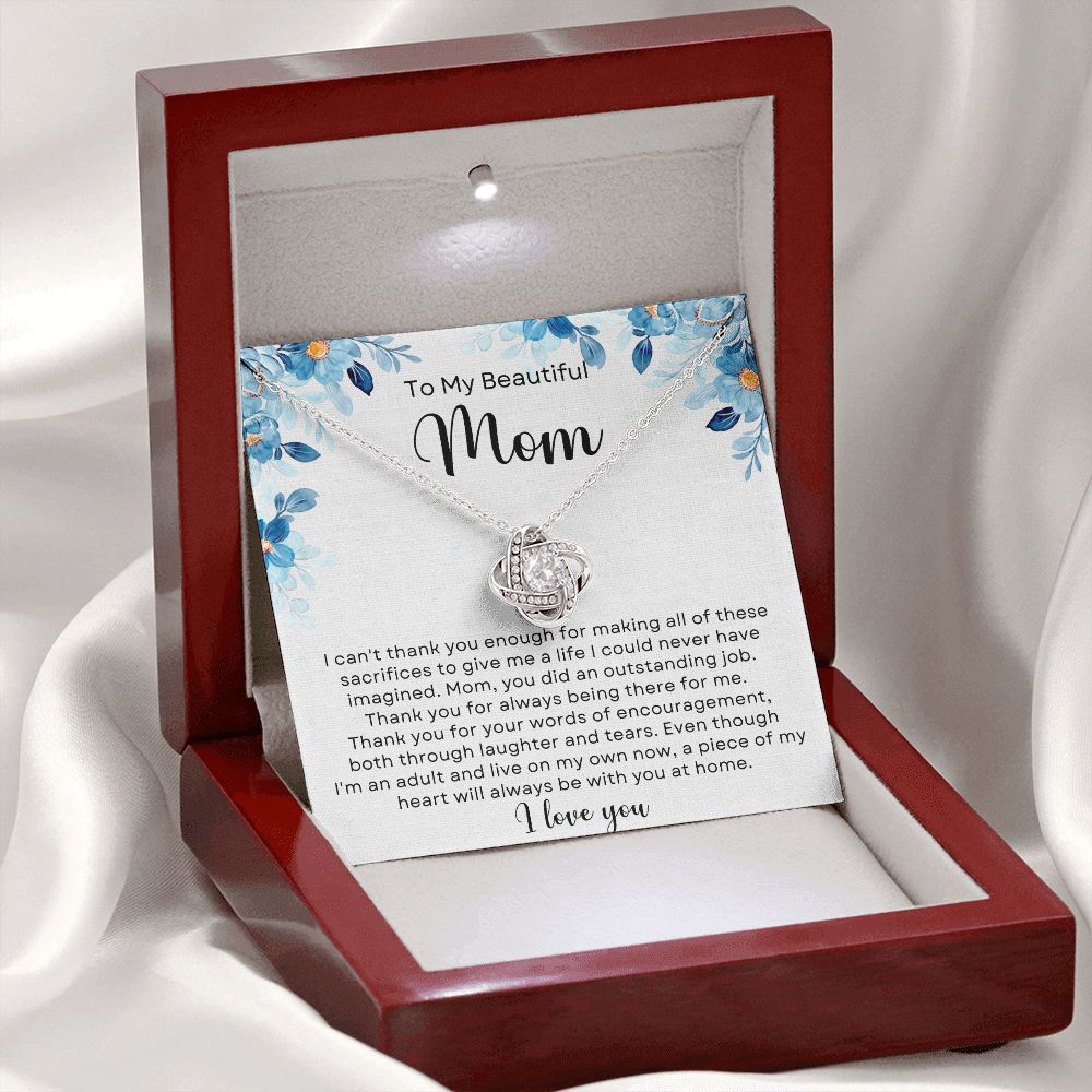 To My Beautiful Mom - Moms Day Gifts Love Knot Necklace