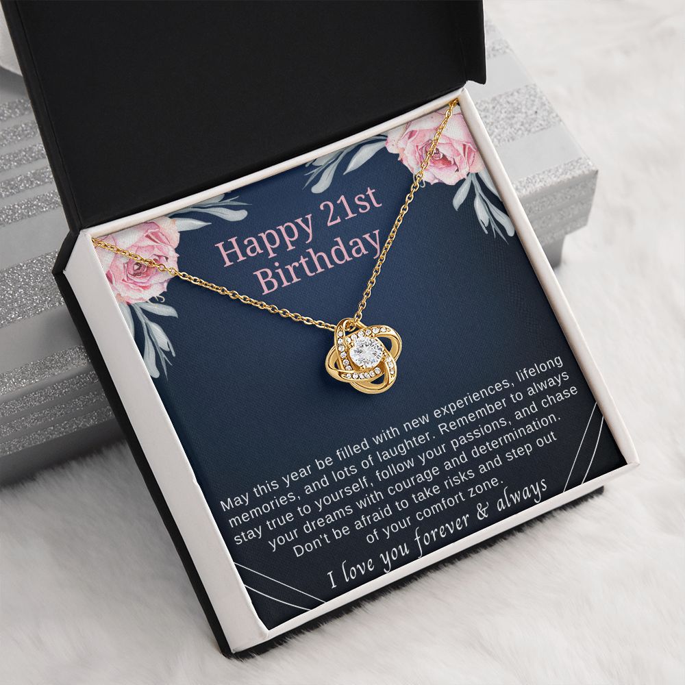 21st birthday gift  ideas for her with 18k yellow gold necklace and sentimental message card