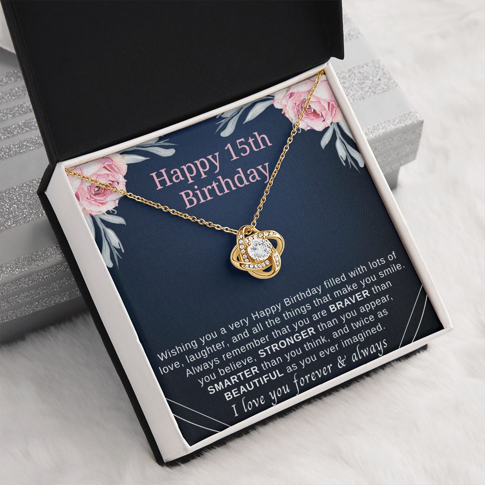 15th birthday gift  gold necklaces with sentimental message card