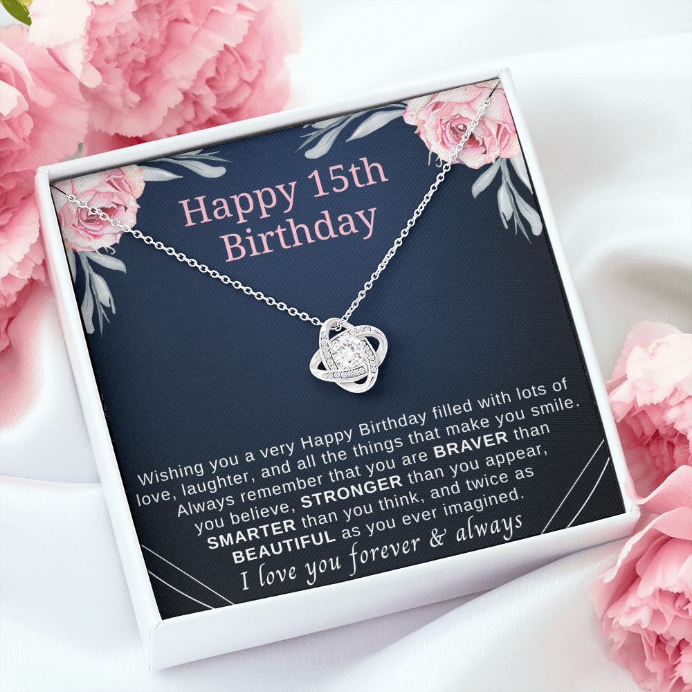 15th birthday gift necklaces with sentimental message card