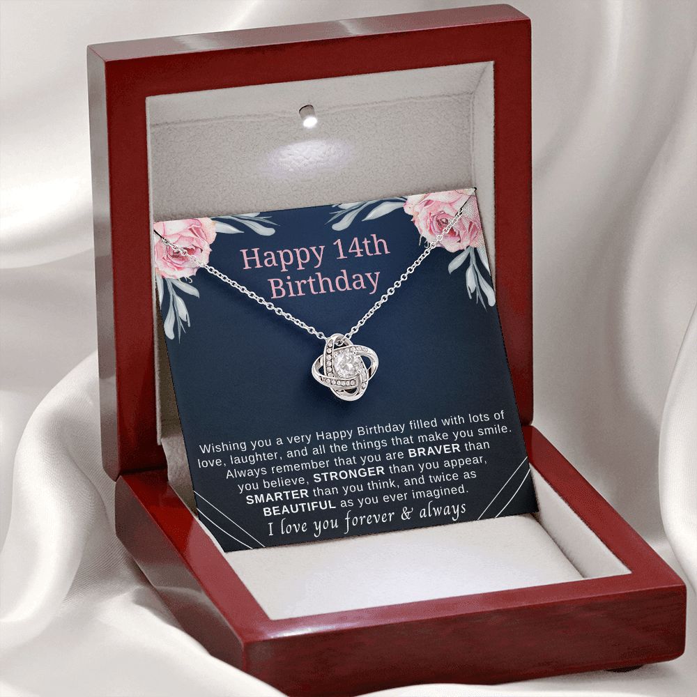 14th birthday gift necklace for her with sentimental message card