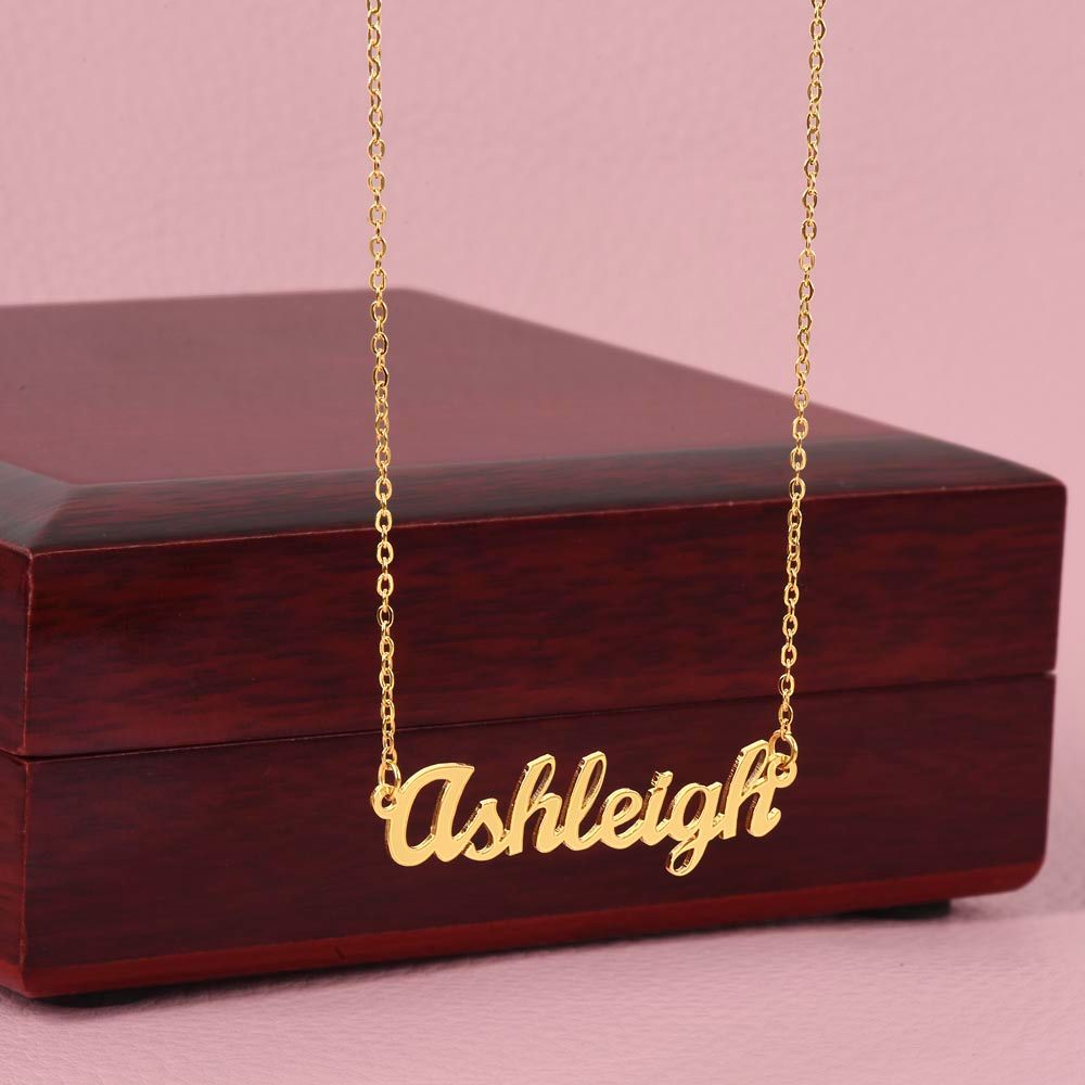 dainty name necklace gift for women 18k yellow gold