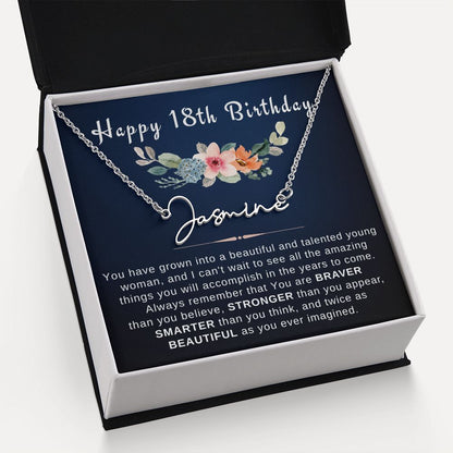 18th Birthday Gift for her name necklace silver