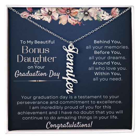 Bonus Daughter Graduation Gift: Personalized Vertical Name Necklace