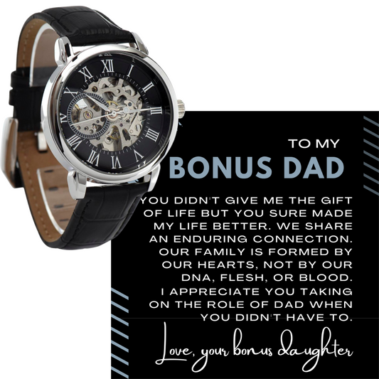 Bonus Dad Gifts from Daughter - Gifts for Stepdad- Openwork Watch