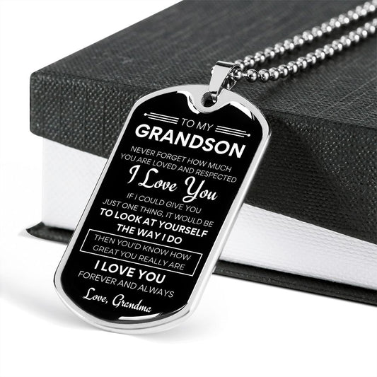 Grandson Dog Tag Gift from Grandma- I Love You