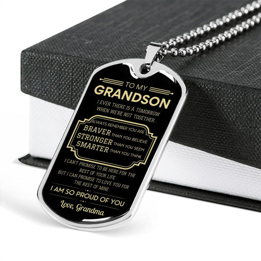 Grandson Dog Tag Gift from Grandma- Braver