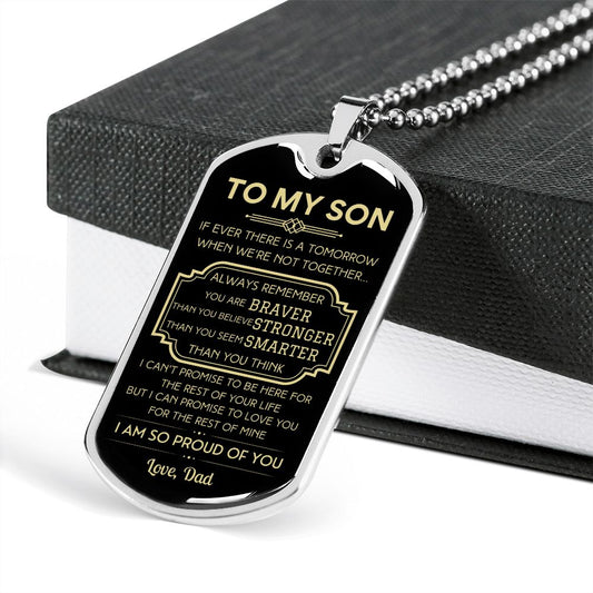 Dog Tag Necklace Gift for Son from Dad - You Are Braver