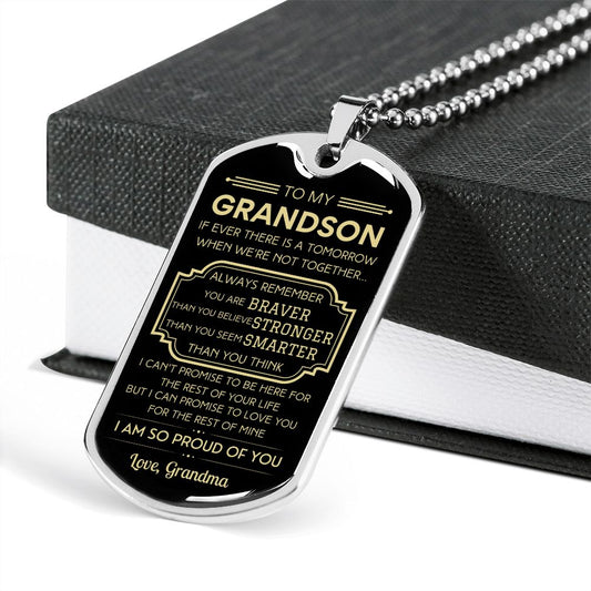 Gift for Grandson from Grandma Dog Tag Necklace