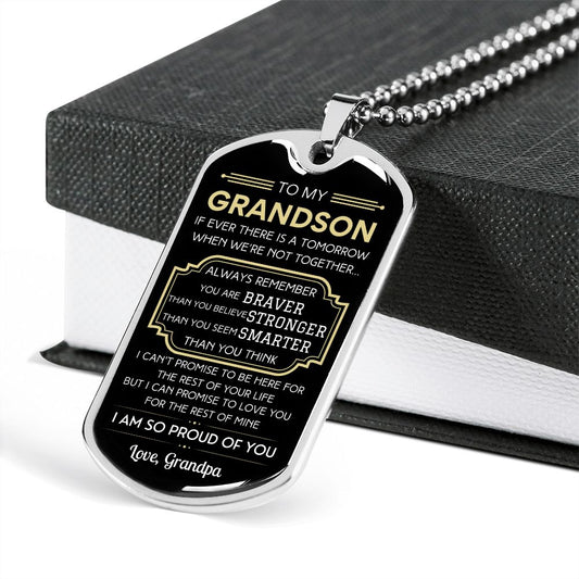 Grandpa to Grandson Dog Tag Necklace