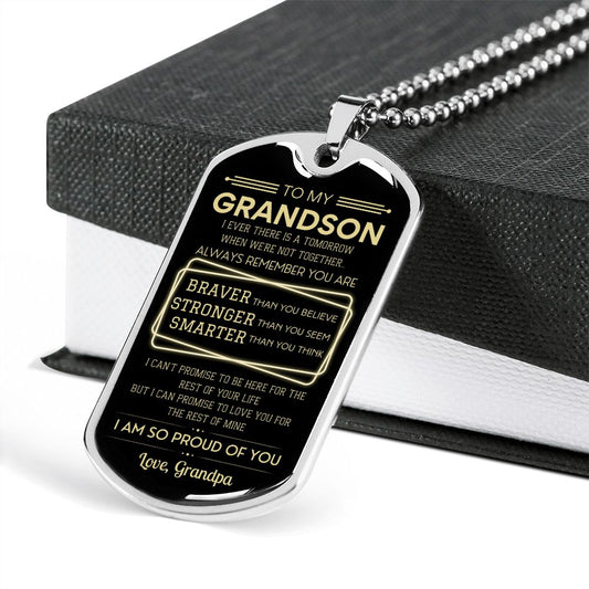 Grandson Dog Tag Gift from Grandpa- Braver