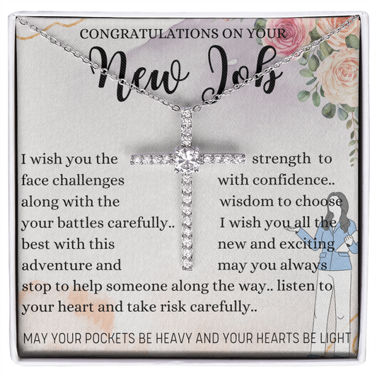 Congratulations on Your New Job Cross Necklace Gift For Her