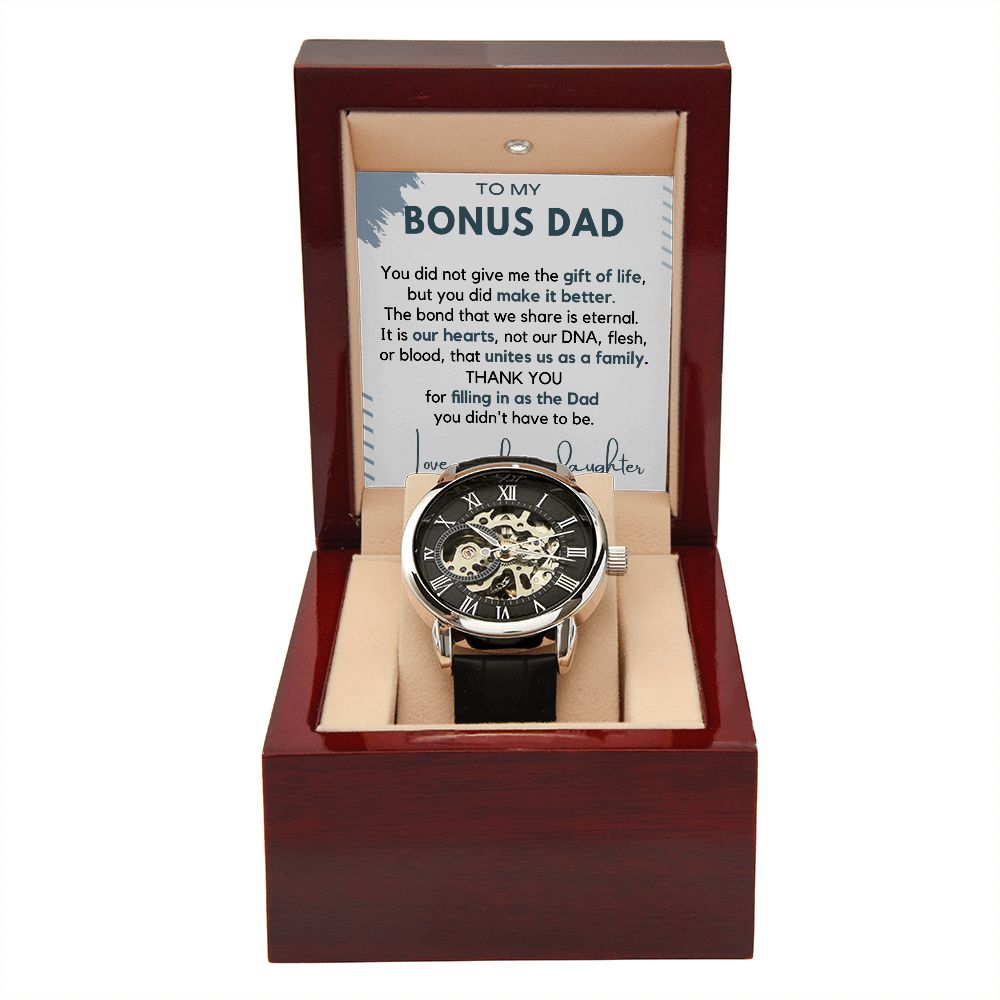 Bonus Dad Gifts from Daughter - Step Dad Christmas Gifts- Openwork Watch