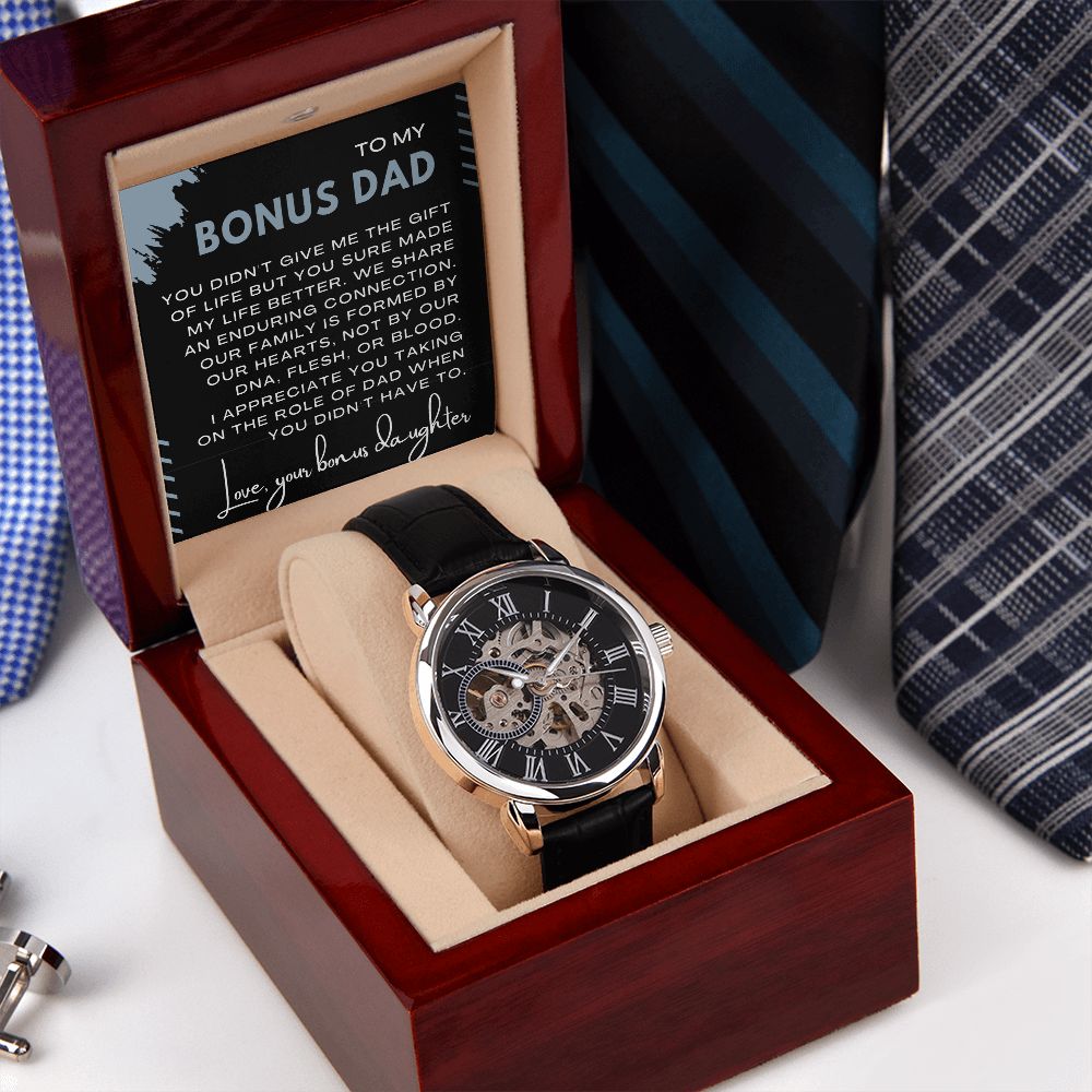 Bonus Dad Gifts from Daughter - Gifts for Stepdad- Openwork Watch
