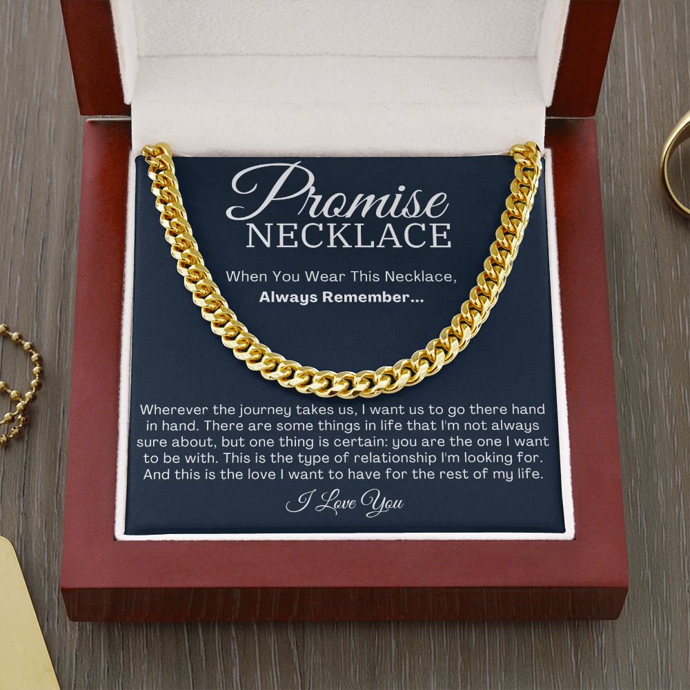 Promise Necklace for Him 14K yellow Gold in luxury box