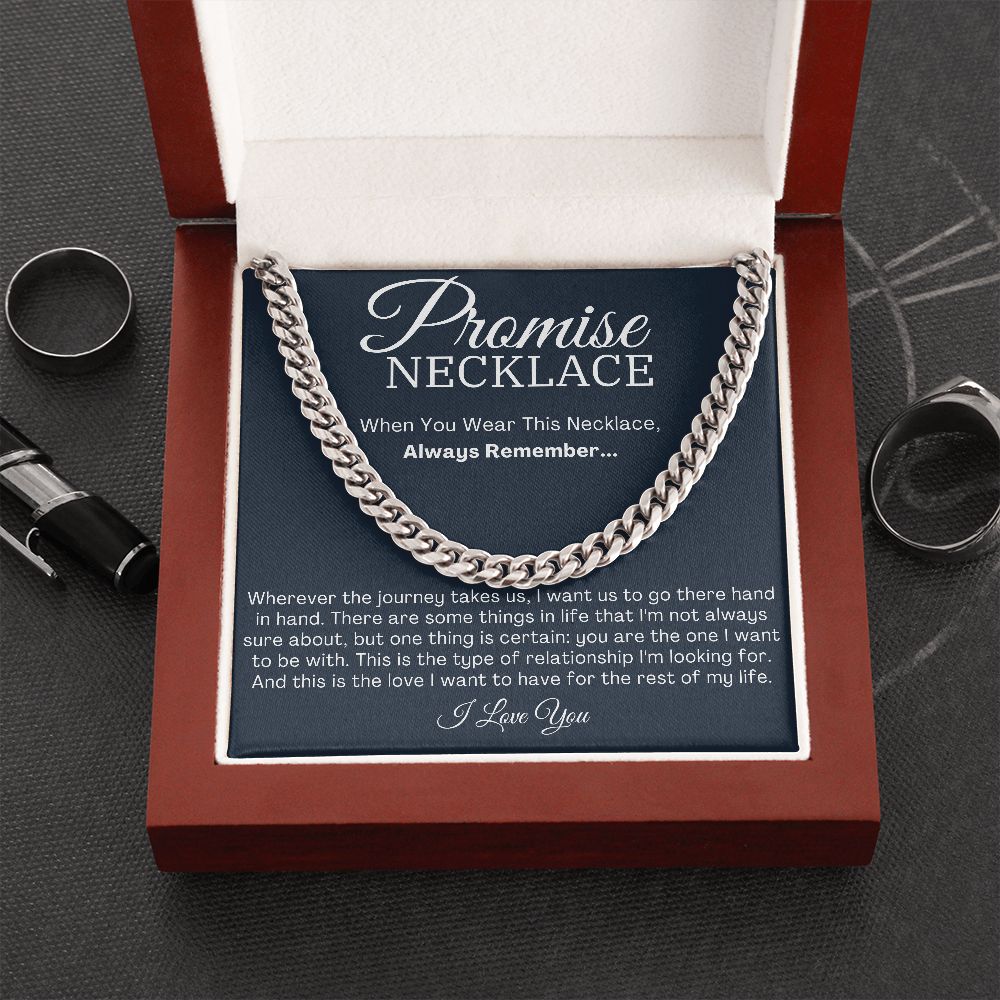Promise Necklace for Him Stainless Steel in Mahogany Box