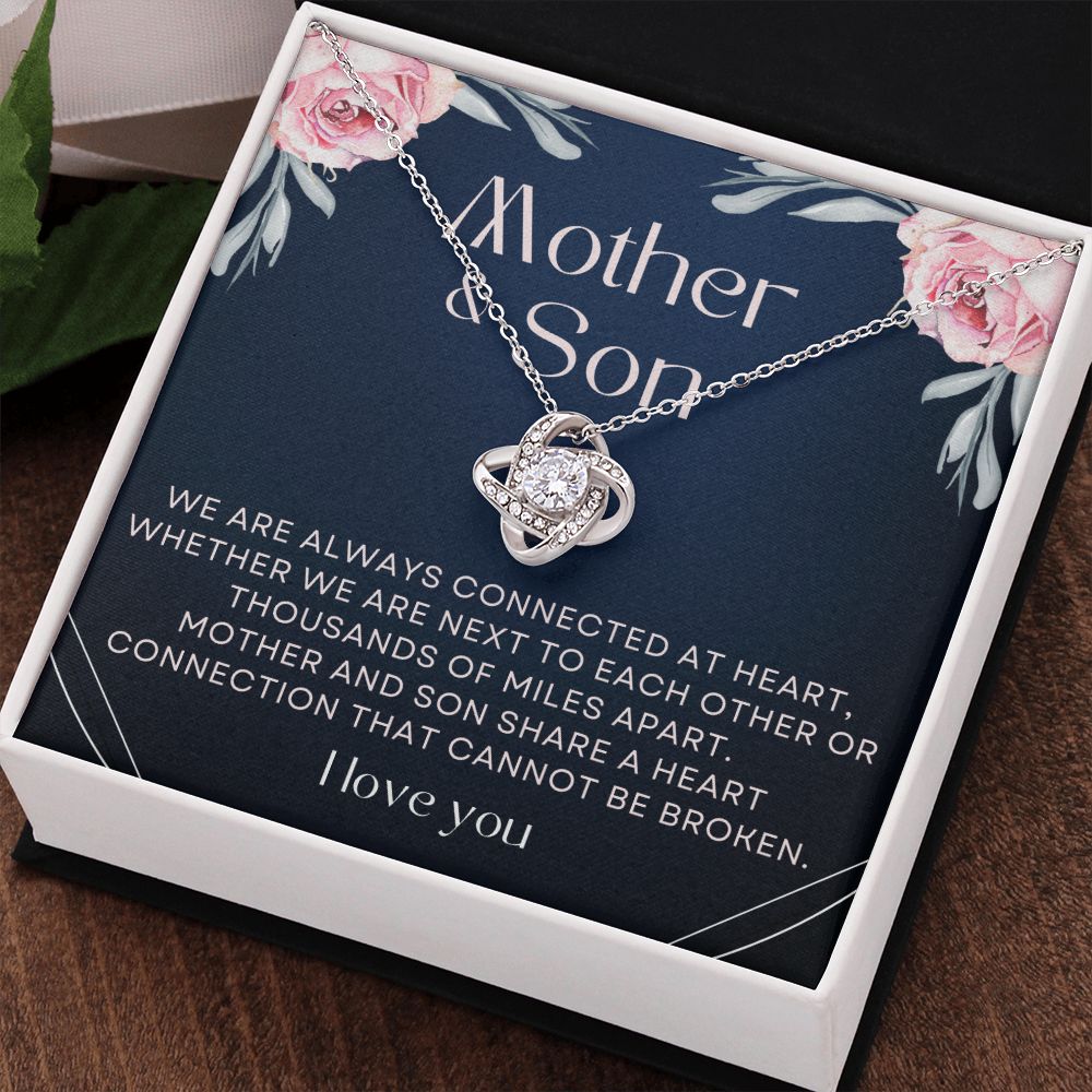 Mother and Son Connected at Heart - Gift for Mother from Son Gift Necklace