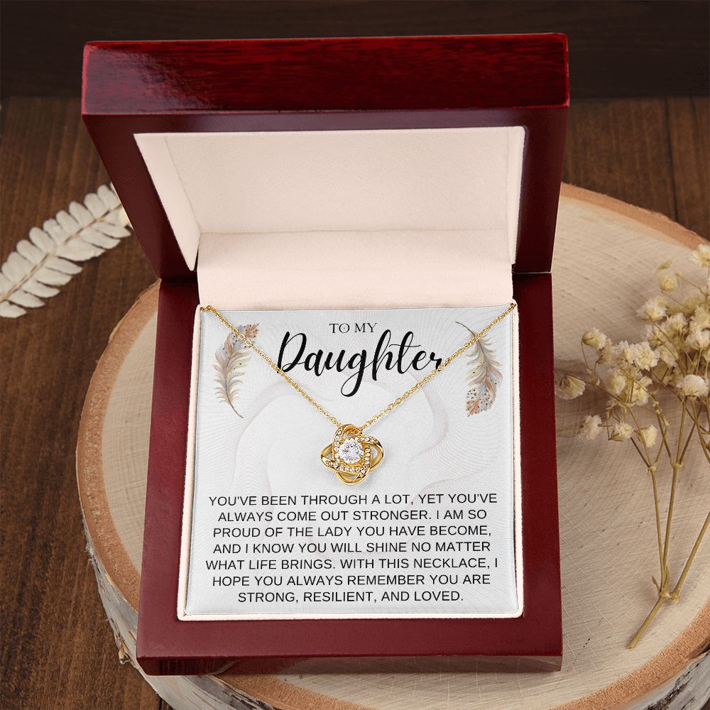 To My Daughter Necklace From Mom or Dad - Love Knot Necklace
