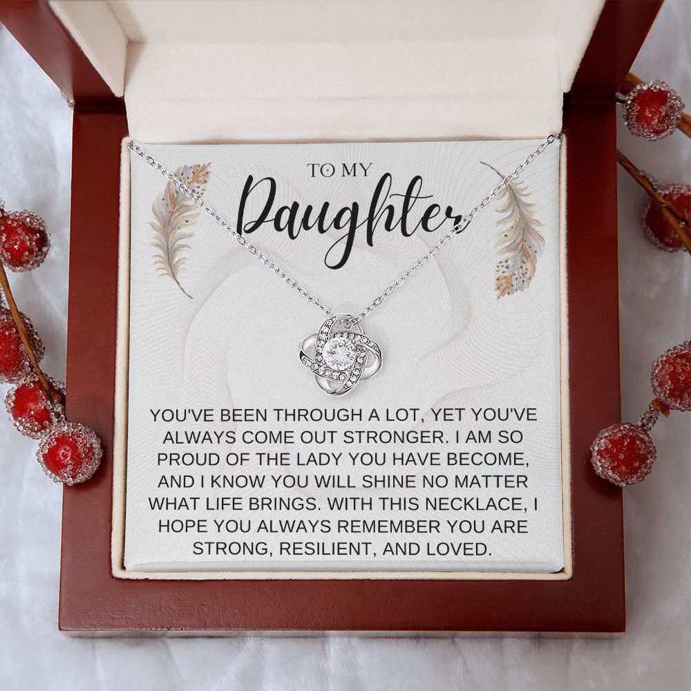 To My Daughter Necklace From Mom or Dad - Love Knot Necklace
