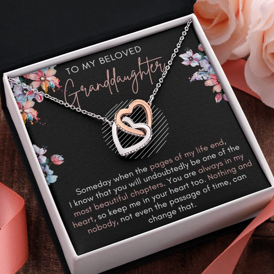 To My Granddaughter Gift - Someday When the Pages - Interlocking Hearts Necklace