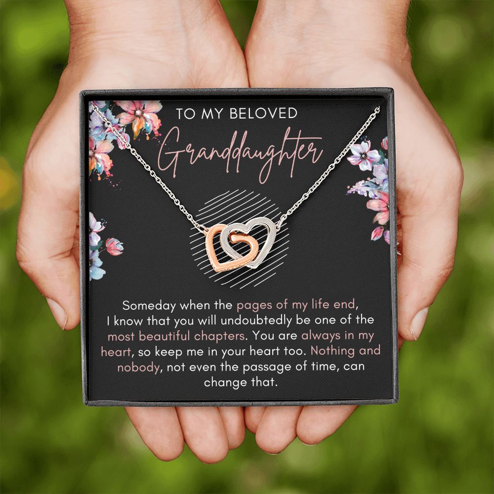 To My Granddaughter Gift - Someday When the Pages - Interlocking Hearts Necklace