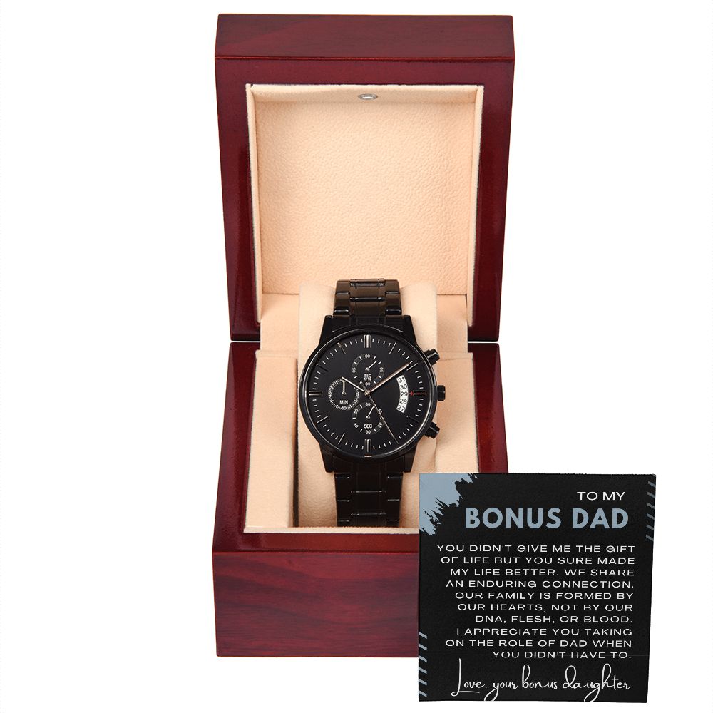 Gift for Stepdad - Bonus Dad Gifts from Daughter - Black Chronography - Gift of Life