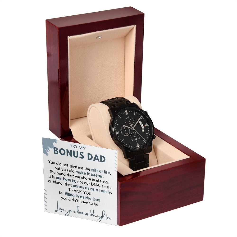 Bonus Dad Gifts from Daughter Wedding - Black Chronography - Thank You