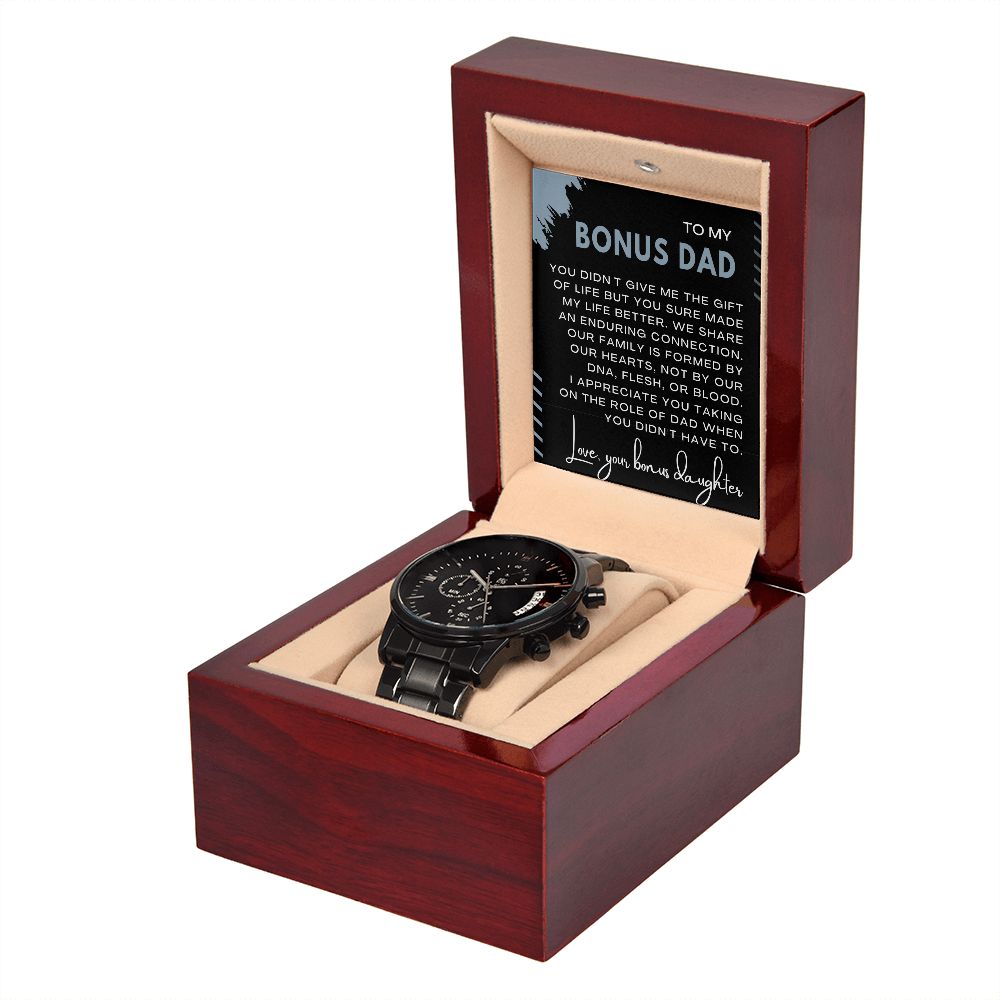 Gift for Stepdad - Bonus Dad Gifts from Daughter - Black Chronography - Gift of Life
