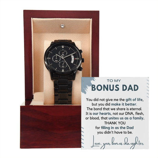 Bonus Dad Gifts from Daughter Wedding - Black Chronography - Thank You